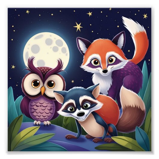 Maanlicht dier foto afdruk (Voorkant)