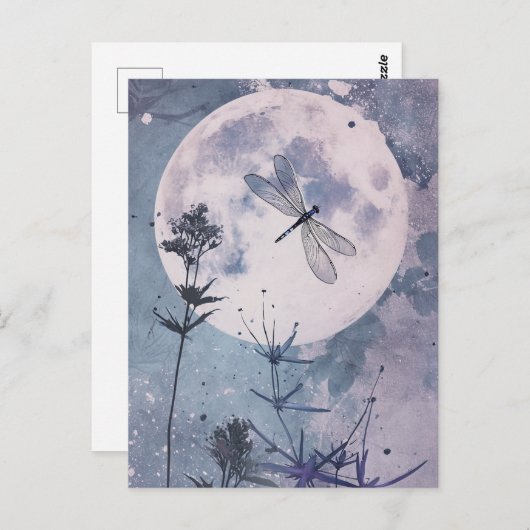 maanlicht en libellen briefkaart (Voorkant / Achterkant)