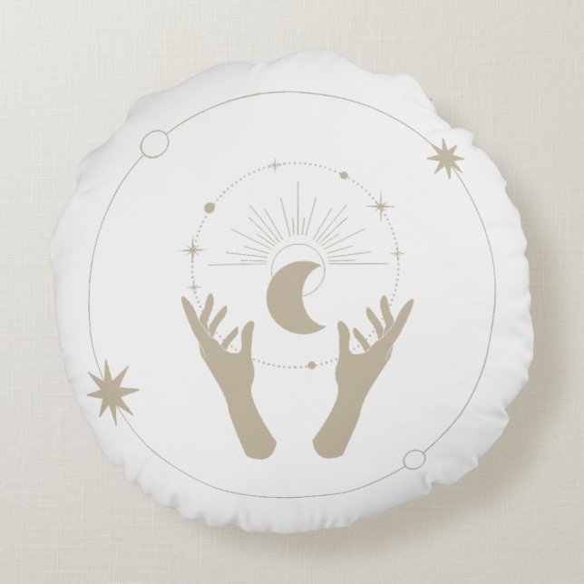maanlicht fantasie esthetisch ontwerp rond kussen (Achterkant)
