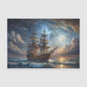 Maanlicht Galjoen Majestic Zeilschip Decoupage Tissuepapier (Voorkant)
