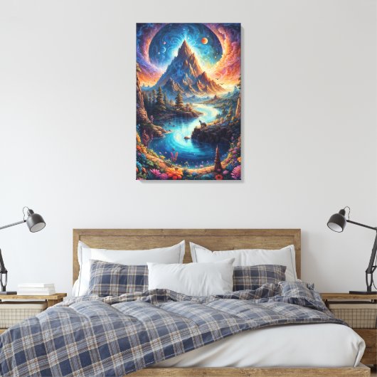 "Maanlicht gebergte sereniteit" Canvas Afdruk (Insitu (Slaapkamer))