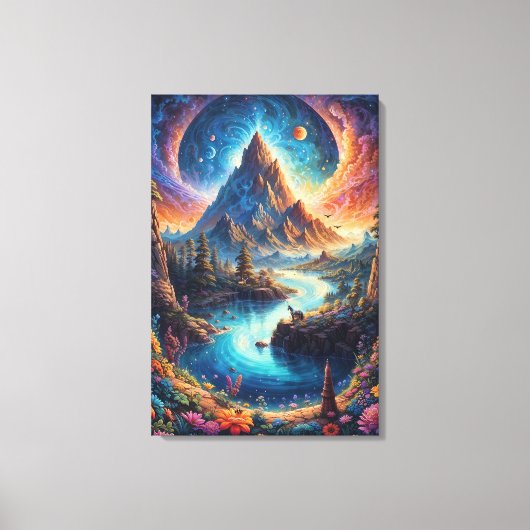 "Maanlicht gebergte sereniteit" Canvas Afdruk (Voorkant)