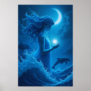 maanlicht-getijdenhouder poster