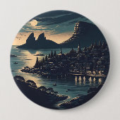 Maanlicht Haven Ronde Button 4,0 Cm (Voorkant)