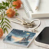 Maanlicht hemels kasteel sleutelhanger (Voorkant Rechts)