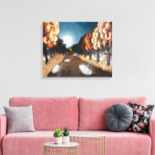 Maanlicht Herfstavond: Canvas Standaard Afmeting Afdruk (Insitu (Woonkamer))