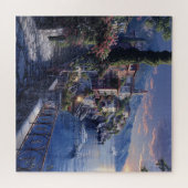 Maanlicht Italiaans kustpad - Romantisch nachtland Legpuzzel (Horizontaal)