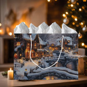 Maanlicht Kerstdorp Winter Scene Vakantie Groot Cadeauzakje