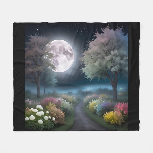 Maanlicht Middernacht 1 Fleece Deken (Voorkant (Horizontaal))