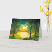 Maanlicht over het Meer - Wenskaart Kaart (Gele Bloem)