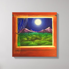 Maanlicht Raam Canvas Afdruk