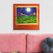 Maanlicht Raam Canvas Afdruk (Insitu (Woonkamer))