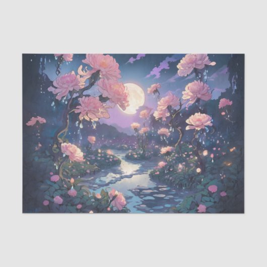 Maanlicht Regentuin Decoupage Tissuepapier (Voorkant)