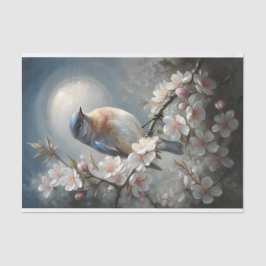 Maanlicht Songbird Decoupage Tissuepapier (Voorkant)