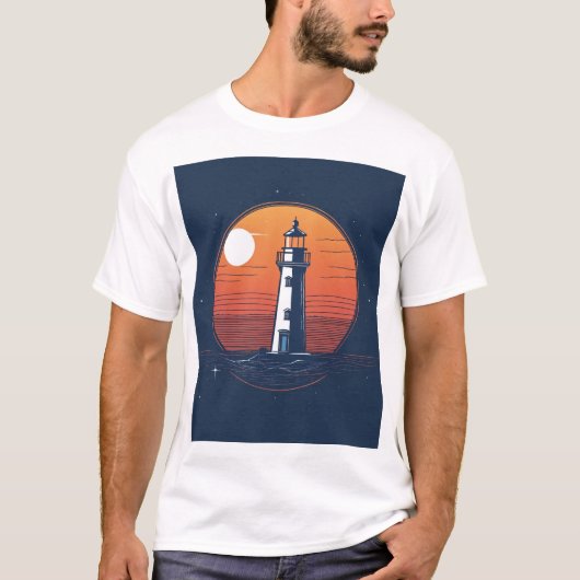 Maanlicht Vuurtoren Sereniteit. T-shirt (Voorkant)
