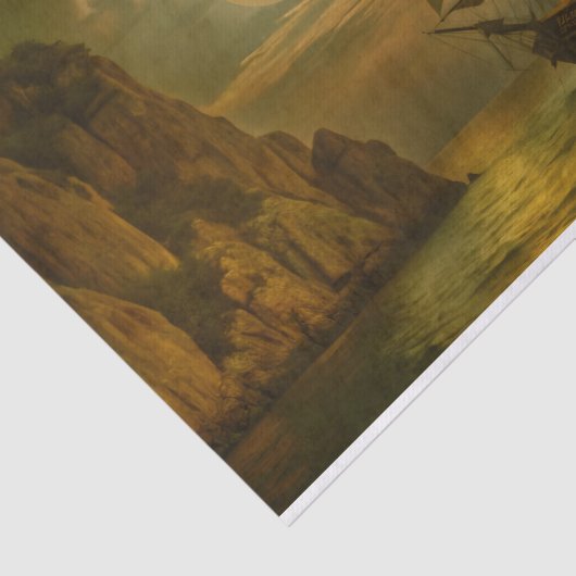 Maanlicht zeilschip decoupage tissuepapier (Detail)