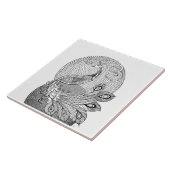 Maanlicht Zilveren en Witte Pauw Tegeltje (Zijkant)