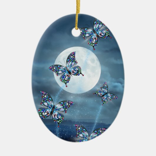 Maanlichte Fladder Keramisch Ornament (Voorkant)