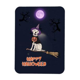 Maanlichte Pup - Halloween Hond in Heksenhoed Magneet