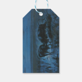Maanlichtgevecht (Waterbuffels vechten) Cadeaulabel
