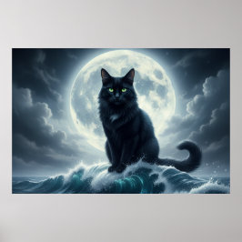 Maanlichtgolf & Zwarte Kat Poster