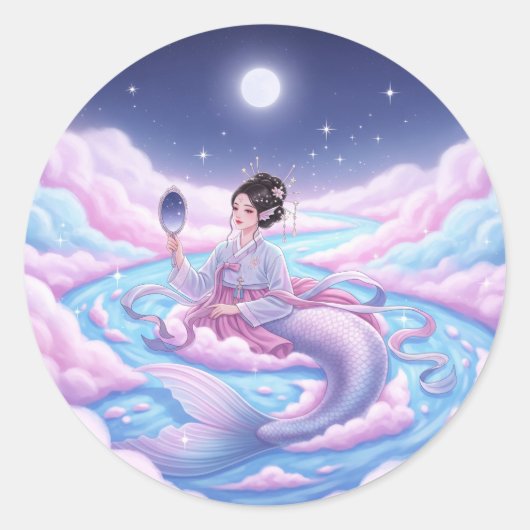 maanlichtreflectie ronde sticker (Voorkant)