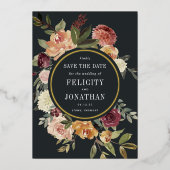 maanlichttuin | Floral Wedding Bewaar de datum Folie Uitnodiging (Voorkant)