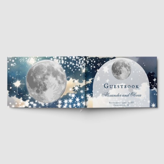 Maanloos nachtelijke hemel bruiloft gastenboek (Volledig)