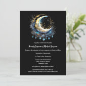 Maanmaan zwart blauw sterrennacht elegant kaart (Staand voorkant)