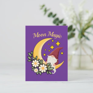 Maanmagie Schattig Dwergje op Sikkelmaan Bloem Ill Briefkaart