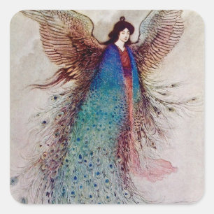 “Maanmeisje” sprookjeskunst door Warwick Goble Vierkante Sticker