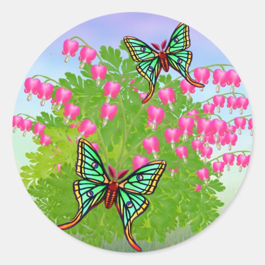 Maanmotten op bloedend hart bloemen Sticker (Voorkant)