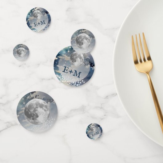 Maannacht Sky Monogram Huwelijk Confetti (Groep)