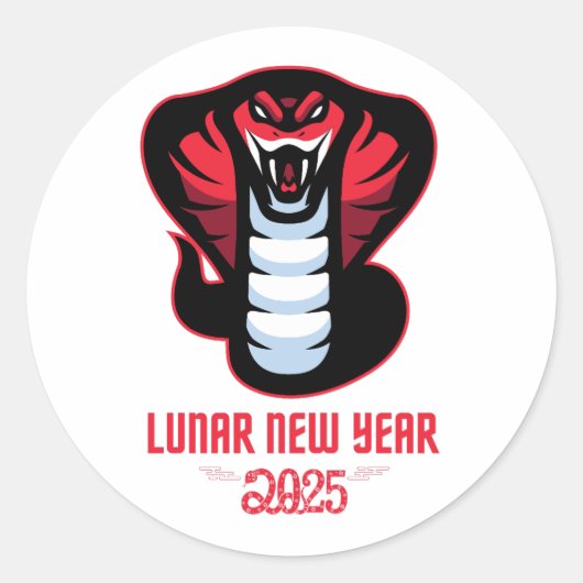 Maannieuwjaar 2025 Jaar van de Slang Ronde Sticker (Voorkant)
