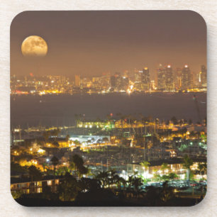 Maanopkomst boven de skyline van San Diego Drankjes Onderzetter