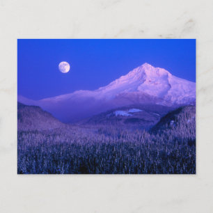 Maanopkomst boven Mt. Hood Oregon in de winter Briefkaart