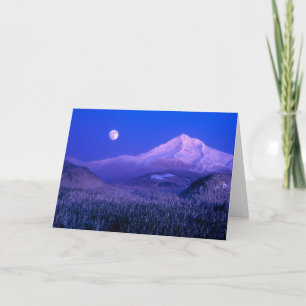 Maanopkomst boven Mt. Hood Oregon in de winter Kaart