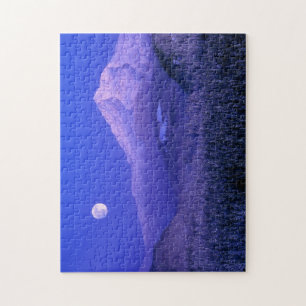 Maanopkomst boven Mt Hood winter, Oregon Legpuzzel