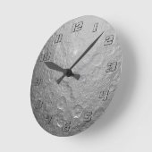 Maanoppervlak in de ruimte met duidelijke getallen ronde klok (Hoek)