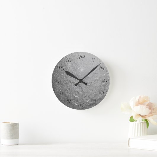 Maanoppervlak in de ruimte met duidelijke getallen ronde klok (Huis)