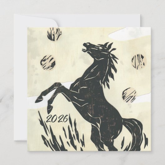 Maanpaard-vieringskunst 2026 feestdagenkaart (Voorkant)