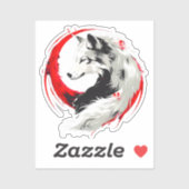 Maanrood Witte Wolf Sticker (Vel)