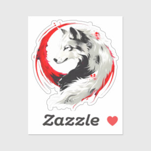 Maanrood Witte Wolf Sticker