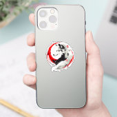 Maanrood Witte Wolf Sticker (Telefoon)