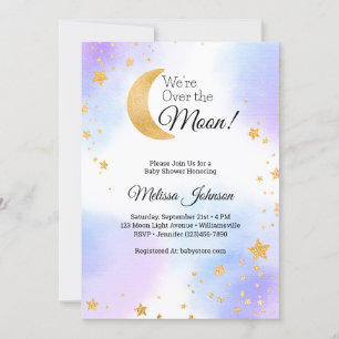 Maanroze Blauwe Geslacht Neutrale Baby Shower Kaart