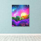 Maanruimte nacht abstracte natuur canvas afdruk (Insitu (Houten vloer))