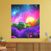 Maanruimte nacht abstracte natuur canvas afdruk (Insitu (Woonkamer))