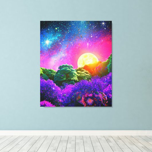 Maanruimte nacht abstracte natuur canvas afdruk (Insitu (Houten vloer))