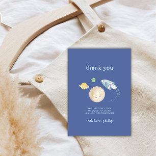 Maanruimteschip Raket Baby Shower Jongen Bedankkaart