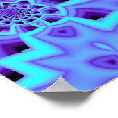 Maansblauw Mandala Fractale Geometrisch Patroon Poster (Hoek)